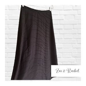 Zac and Rachel Black Wave Design A-Line Maxi Skirt Women’s Petite